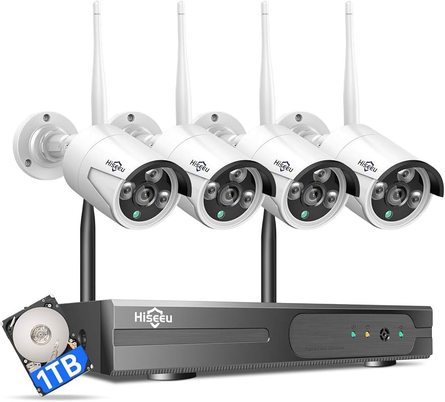 Hiseeu 3MP Outdoor CCTV Home Security Camera System with Dual‑Band 2.4