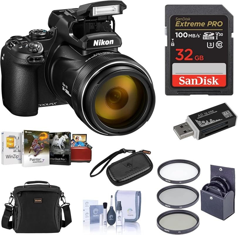 Nikon COOLPIX P1100 Camera Bundle – 16 MP sensor, 5x Optical Zoom, Fil
