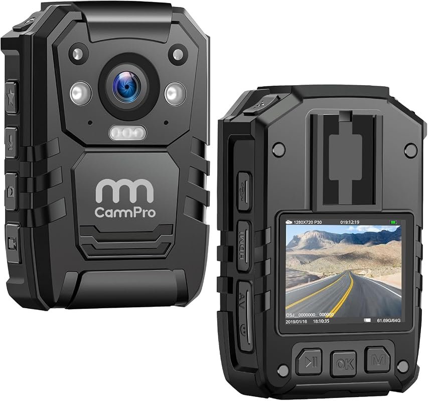 CammPro I826 1296P HD Police Body Camera with 128 GB memory, waterproo