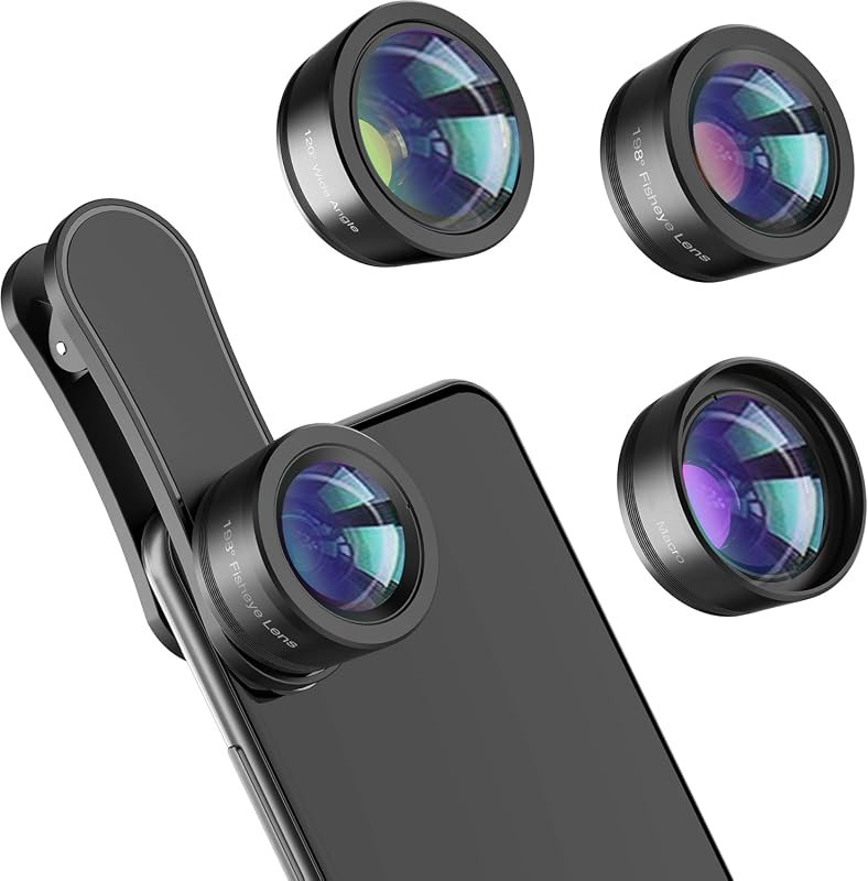 3‑in‑1 Phone Lens Kit with 198° fisheye, macro and 120° wide‑angle len