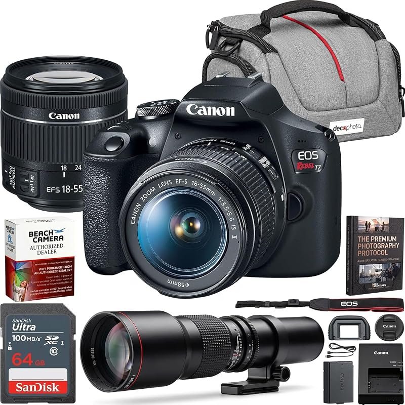 Canon EOS Rebel T7 DSLR with EF‑S 18-55mm f/3.5‑5.6 IS II Bundle – 24.