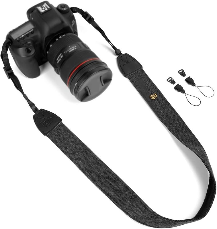 Canvas Black Camera Shoulder Strap – Durable Canvas, Quick Release Buc