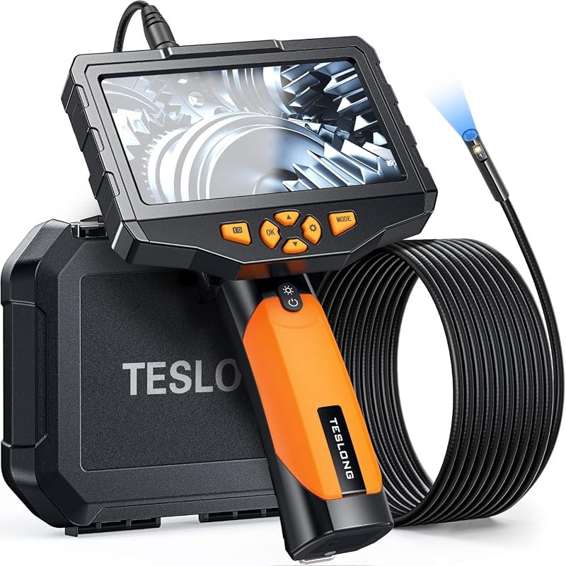 Teslong 5‑inch Dual‑Lens Borescope Camera with LED Light, 1080P HD Ima