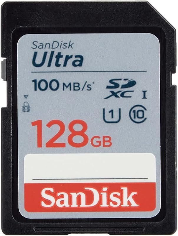 SanDisk 128GB Ultra SDXC Card – 100 MB/s read, UHS‑I, Class 10 U1 for Full HD video and photography