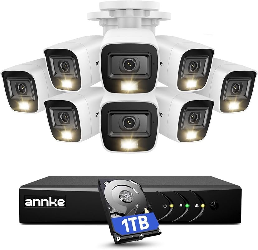 ANNKE Home Wired Camera Security System featuring audio, 8 × 1080p cam