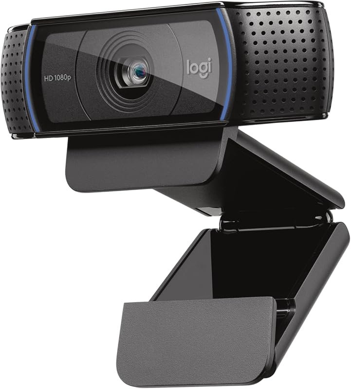 Logitech C920x HD Pro Webcam delivering 1080p video at 30fps, dual stereo mics, autofocus and Windows compatibility