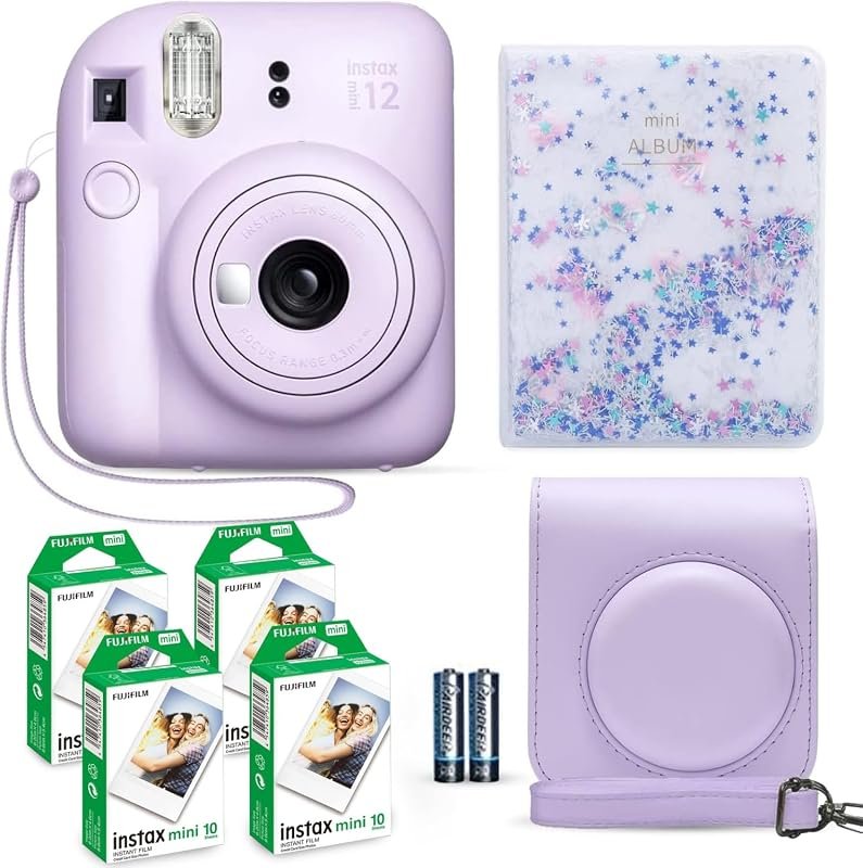 Fujifilm Instax Mini 12 Camera in lilac purple, includes 40‑sheet film
