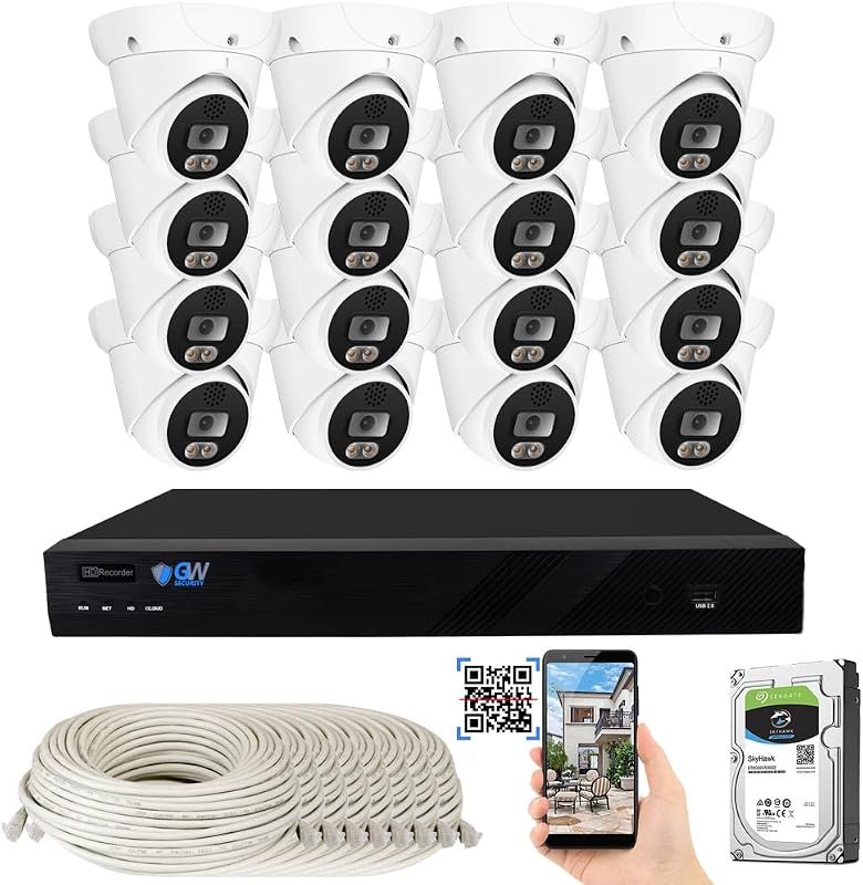 GW Security 16‑Channel 12MP NVR with 4TB Storage, Full‑Color Night Vis