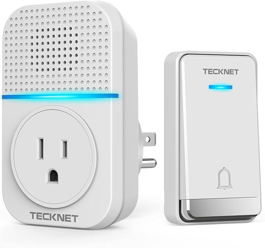 TECKNET Plug‑Through Wireless Doorbell – IP66 Waterproof, 1300‑ft Rang