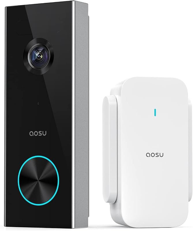 aosu 2K Wireless Doorbell Camera with aosuBase – battery powered, 2.4 