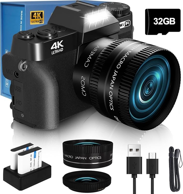 4K Digital Vlogging Camera with WiFi Connectivity and Flip Screen – Id
