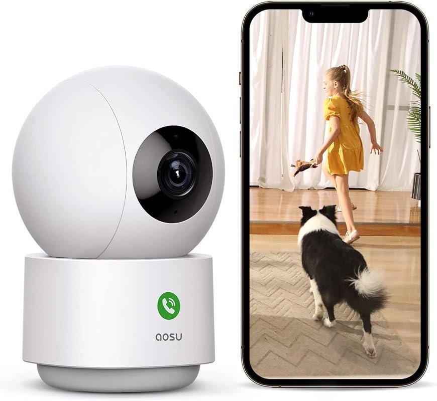aosu 2K Indoor Camera – Baby Monitor for Home Security with 2.4 GHz Wi