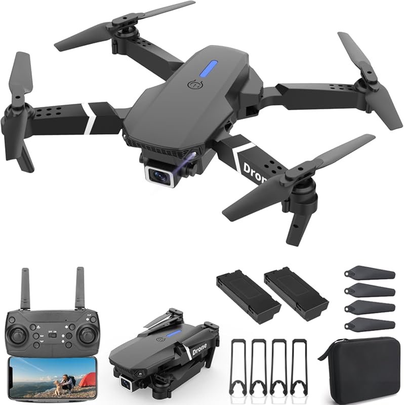 MOCVOO Foldable 1080P Camera Drone for Adults and Kids, includes 2 bat