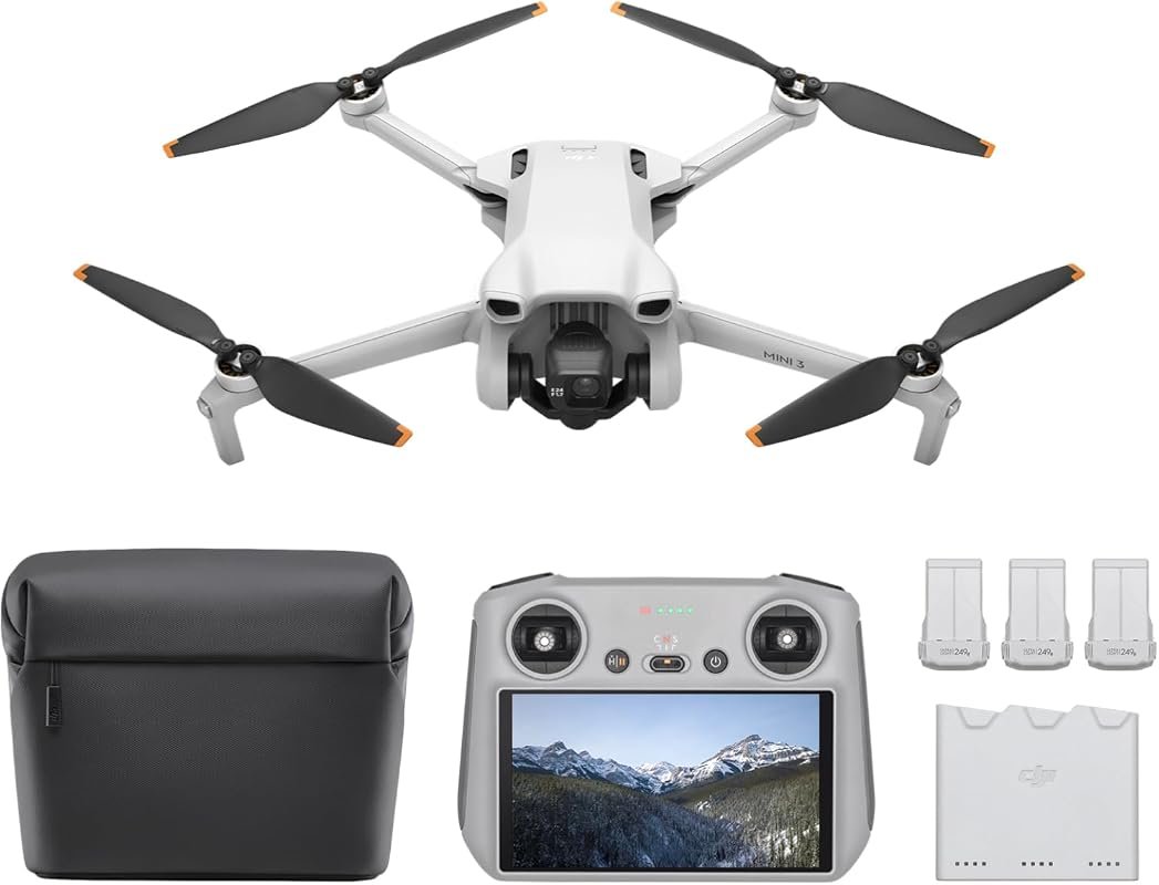 DJI Mini 3 Fly More Combo with DJI RC controller, three batteries, 31‑