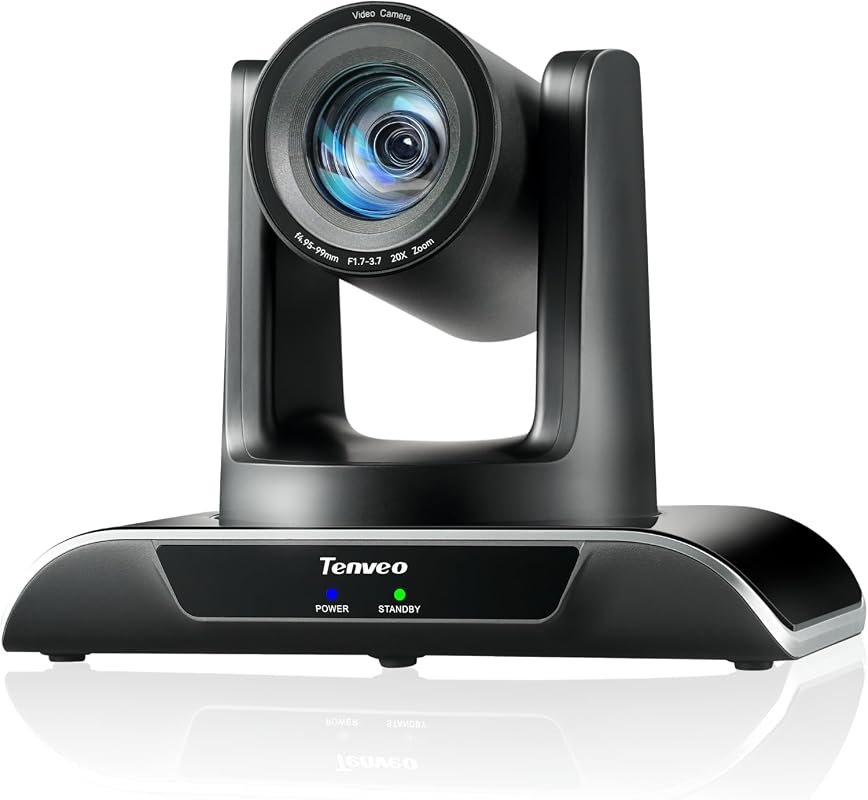 Tenveo PTZ Camera with AI face auto‑tracking, 20× optical zoom, 1080p 