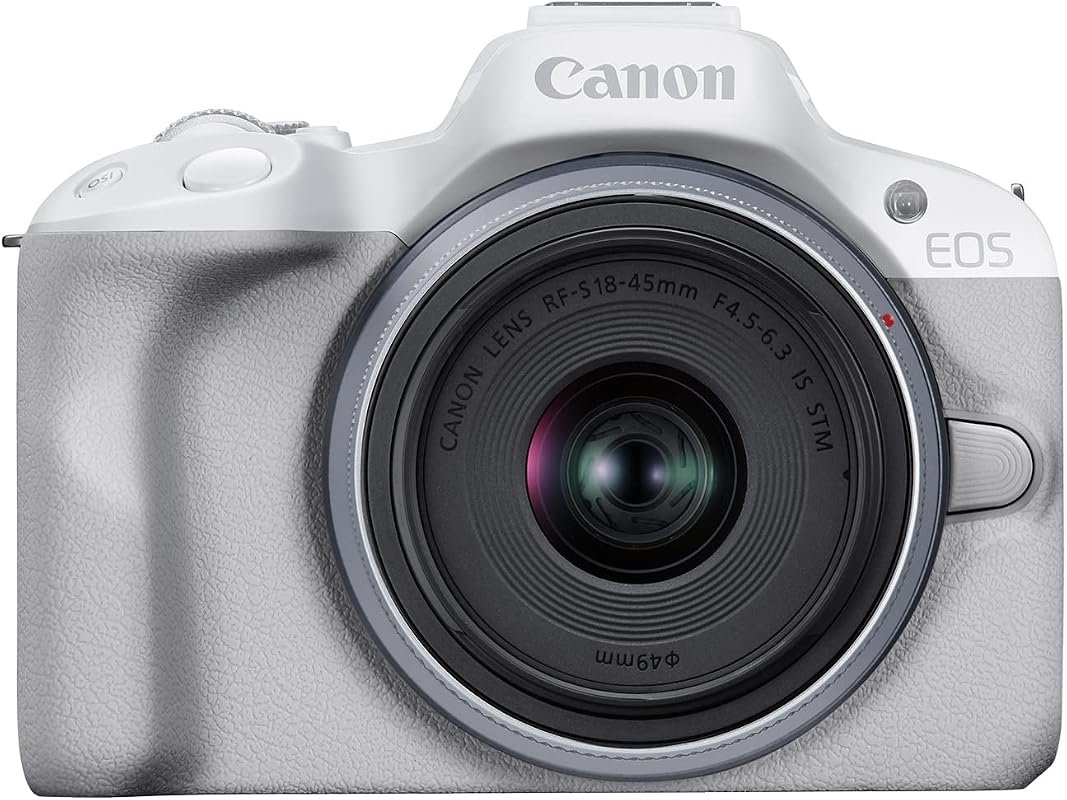 Canon EOS R50 Mirrorless Camera with RF‑S18‑45mm f/4.5‑6.3 STM Lens Kit – Fast autofocus, zoom for creators