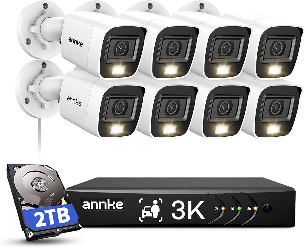 ANNKE 8‑Channel 3K Wired Security Camera System with Dual Light, 2 TB 