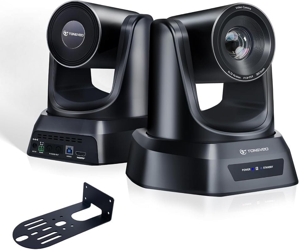 TONGVEO PTZ Camera with 20× optical zoom, AI auto‑tracking, 1080p 60 f