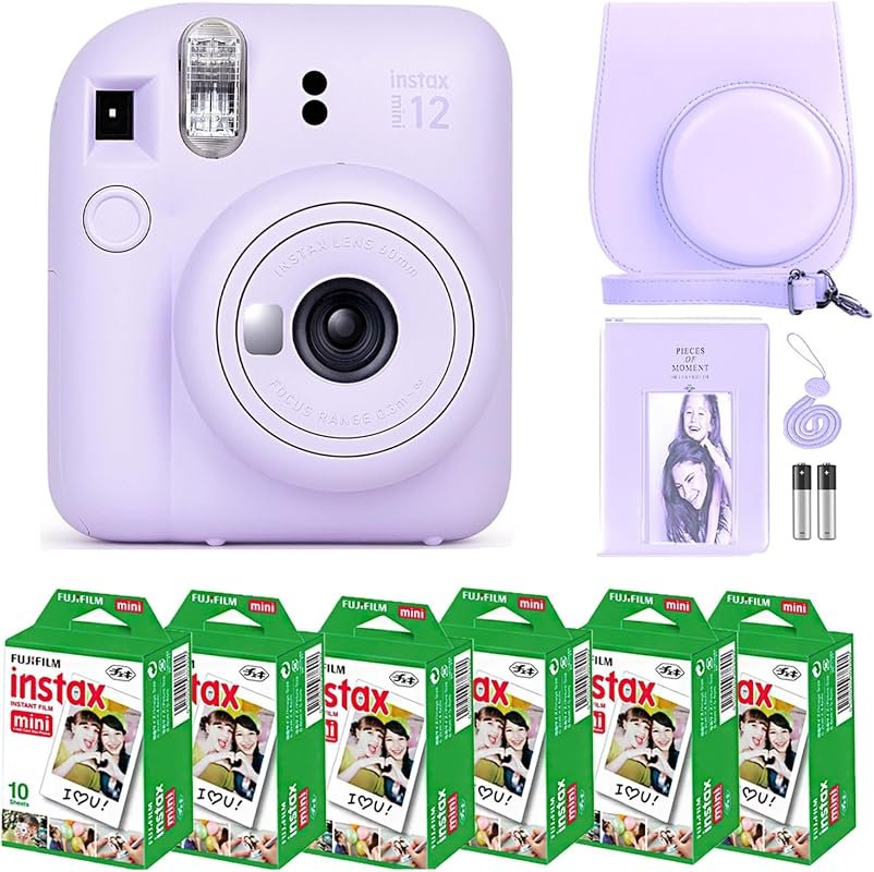 Fujifilm Instax Mini 12 Lilac Camera with 60‑Sheet Film, Tiger Accesso