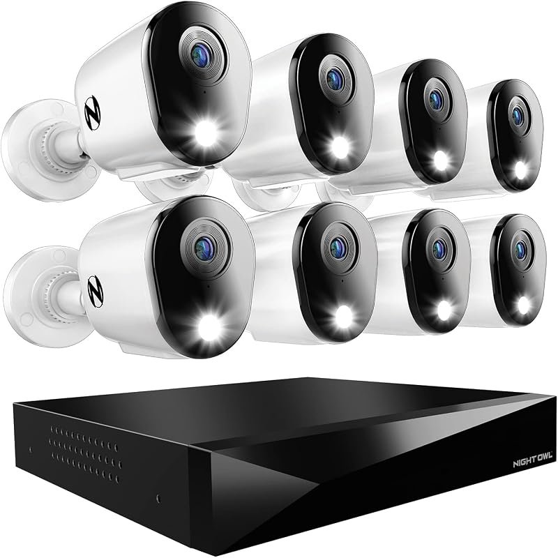 Night Owl 12‑Channel Wired DVR System with 8 × 2K Cameras, 1 TB HDD, T
