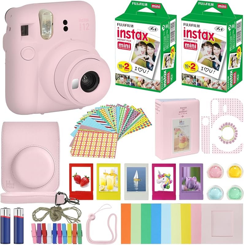 Fujifilm Instax Mini 12 Blossom Pink Camera with carrying case, 40‑She