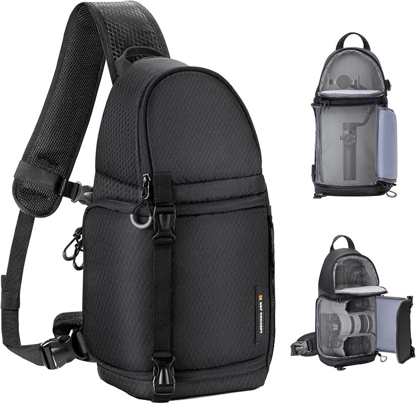 K&F CONCEPT 10L Compact Camera Sling Bag, Crossbody Backpack with Padd
