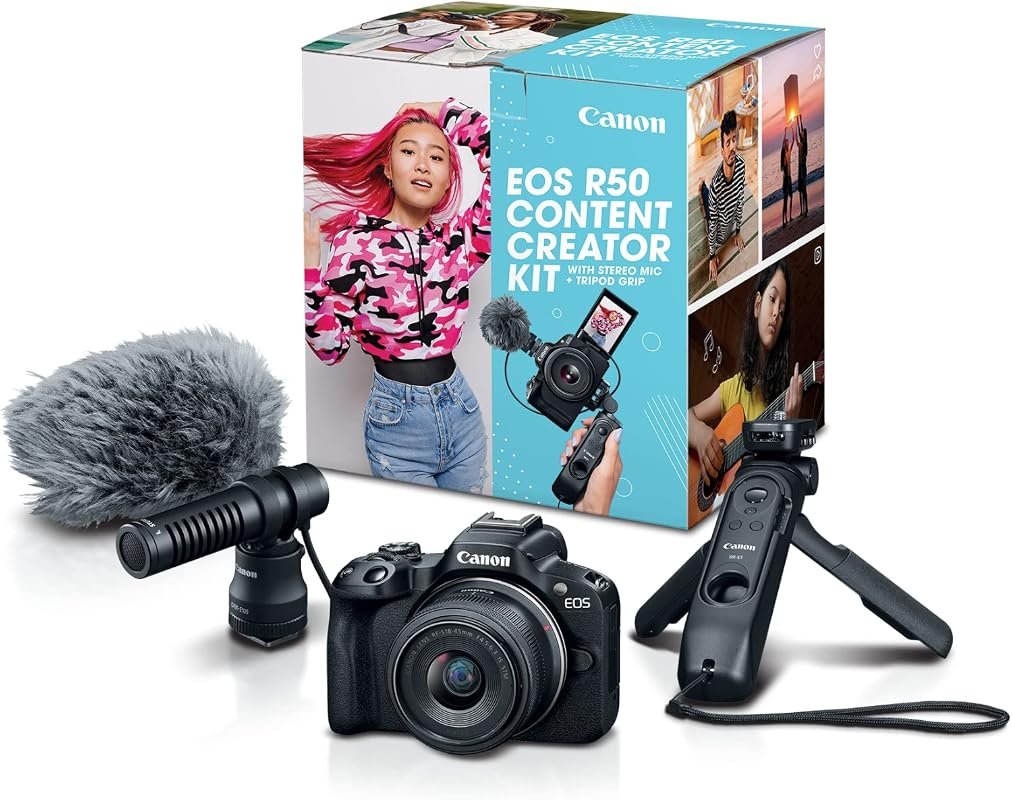 Canon EOS R50 Content Creator Kit with 24.2MP APS-C Sensor, 4K Video, 
