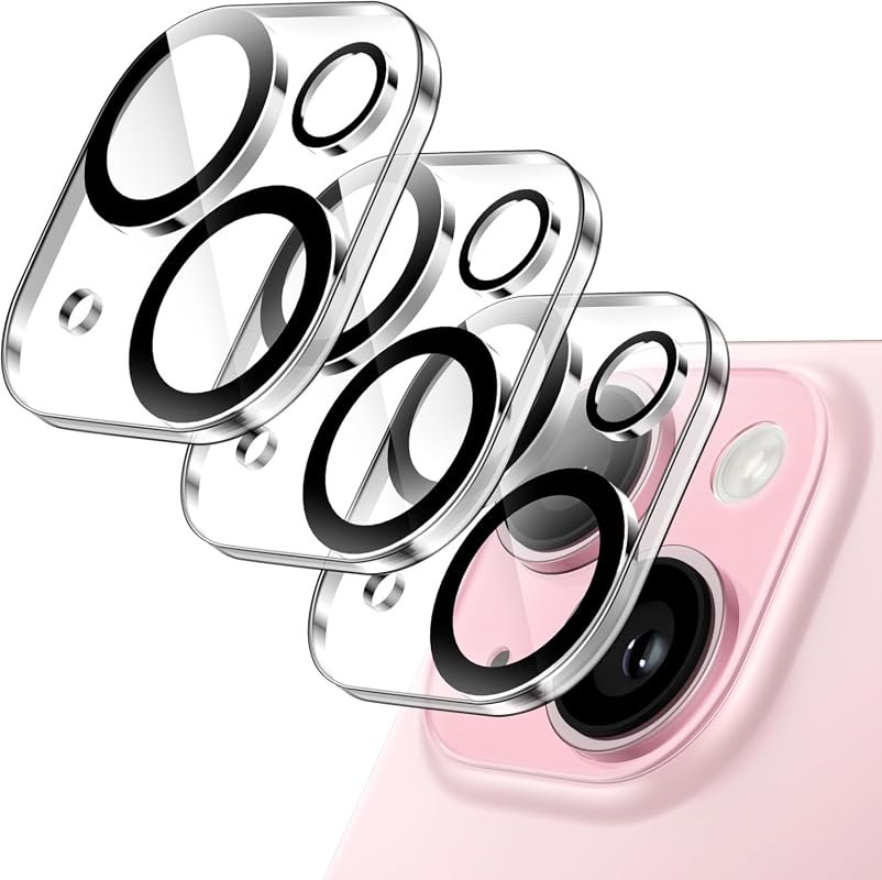 JETech 3‑Pack Camera Lens Protectors for iPhone 15 and 15 Plus, scratc