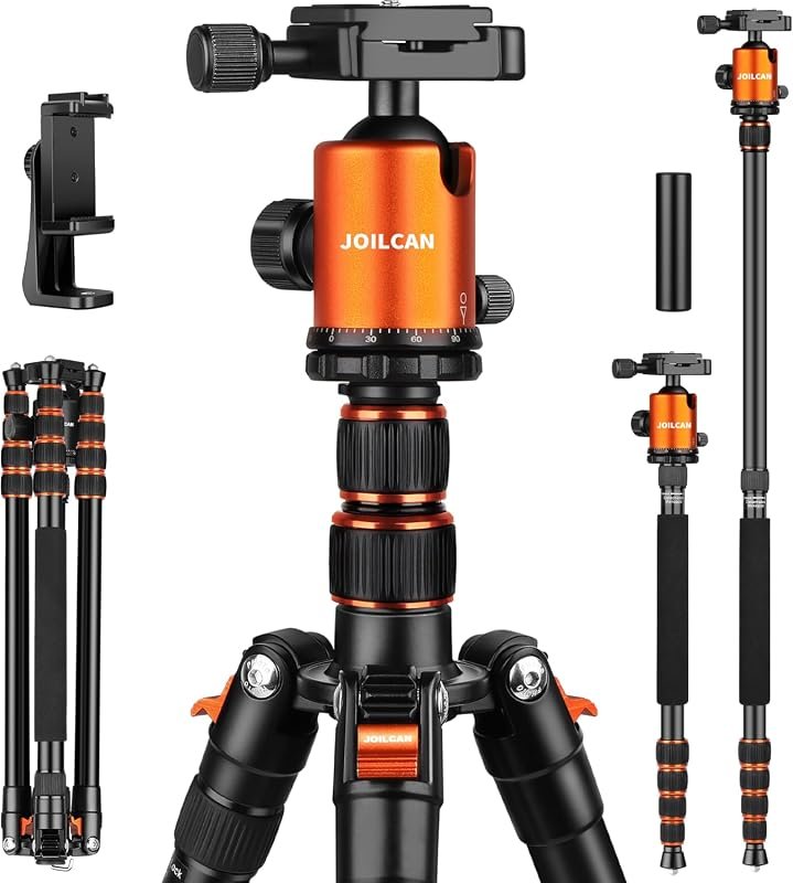 Heavy Duty 85‑inch adjustable tripod, supports cameras and smartphones