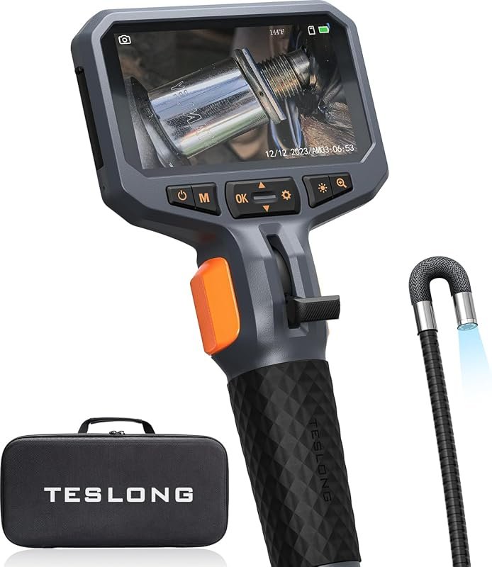 Teslong Articulating Borescope with Adjustable LED Light, 1080P HD Cam