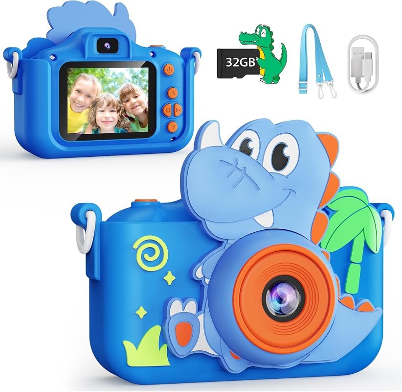 KOKODI Kids Camera Toy Digital Camera for Kids, Dinosaurs Birthday Gif