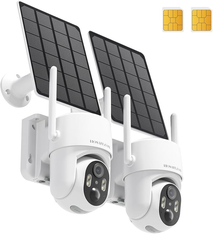 4G LTE 2‑Pack Security Cameras – Solar Powered, No Wi‑Fi Needed, 2K Vi