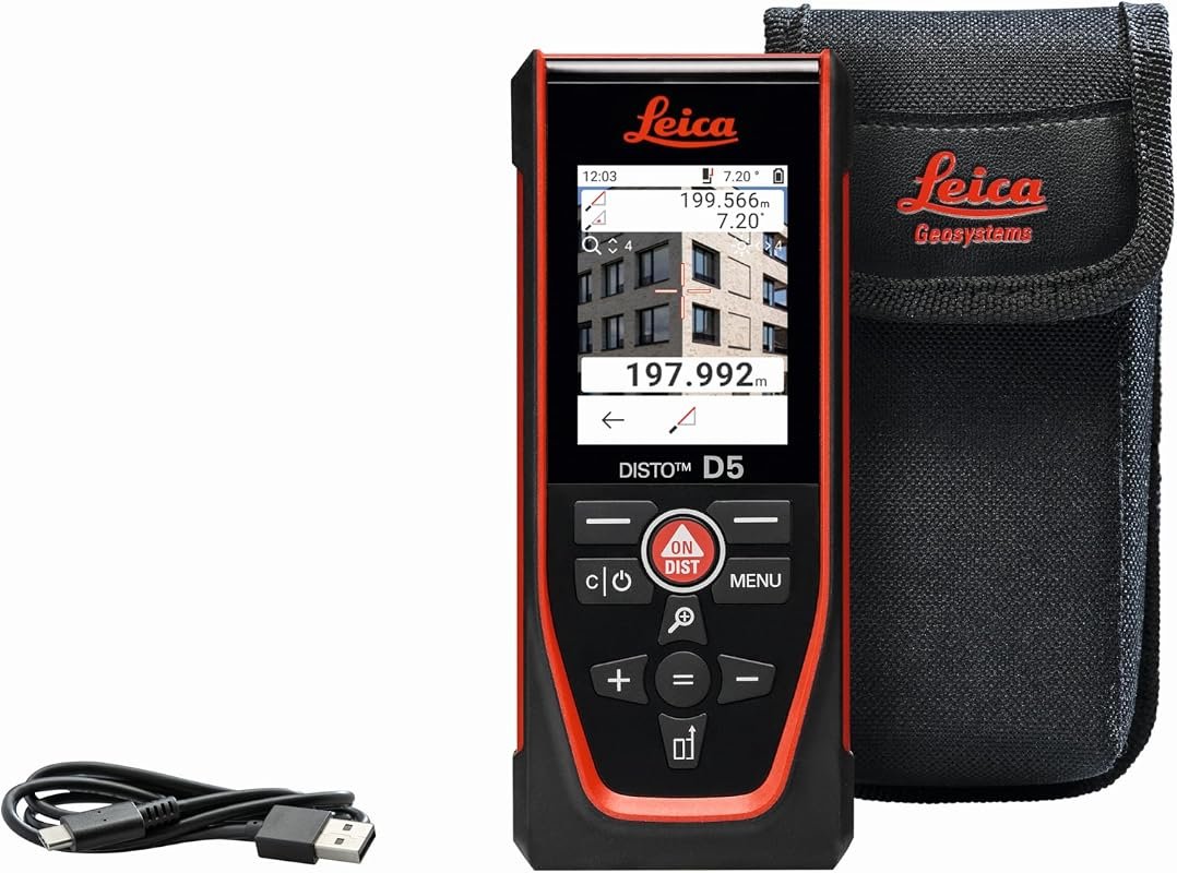 Leica Disto D5 Laser Distance Measurer with 650 ft Range, Bluetooth Co