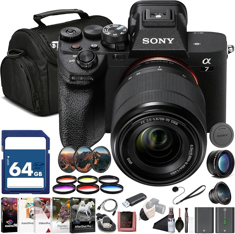 Sony α7 IV Mirrorless Camera Bundle featuring 28‑70mm Lens, Filter Kit