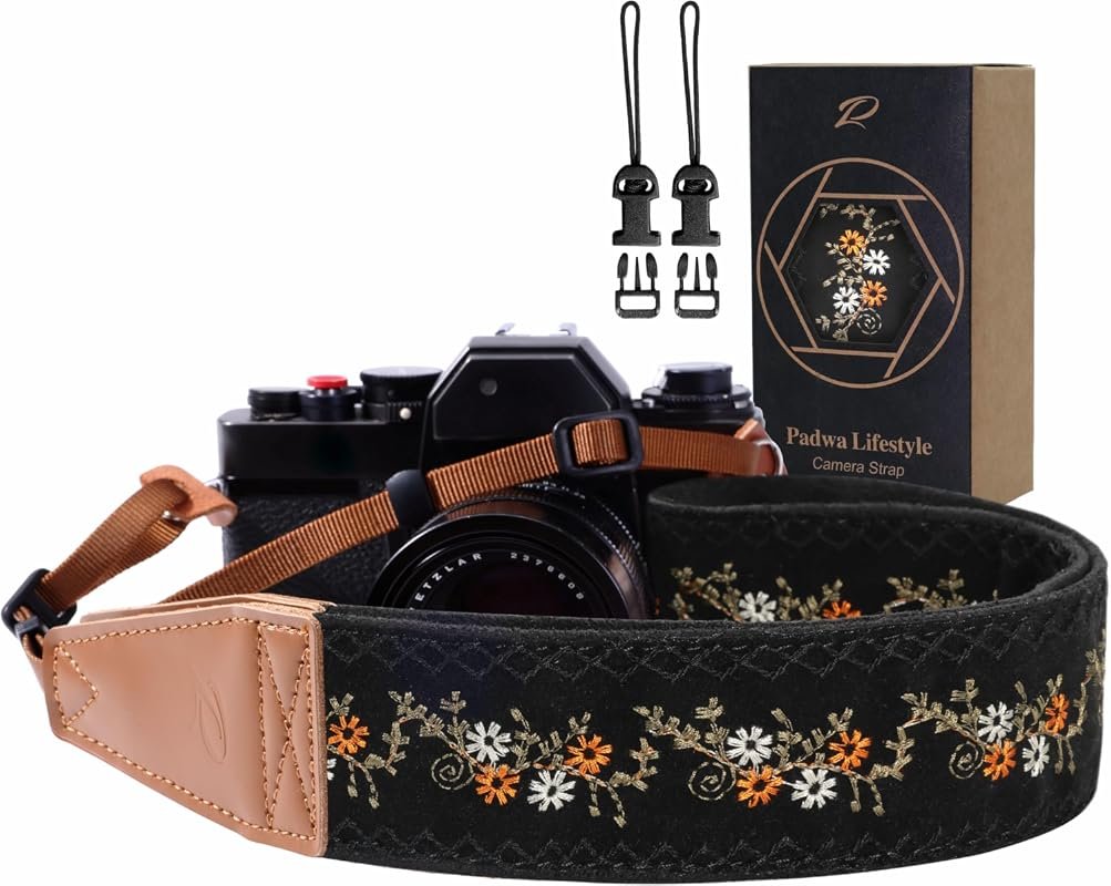 Padwa Lifestyle Camera Strap – 2″ Full Grain Leather Ends, Vintage Emb