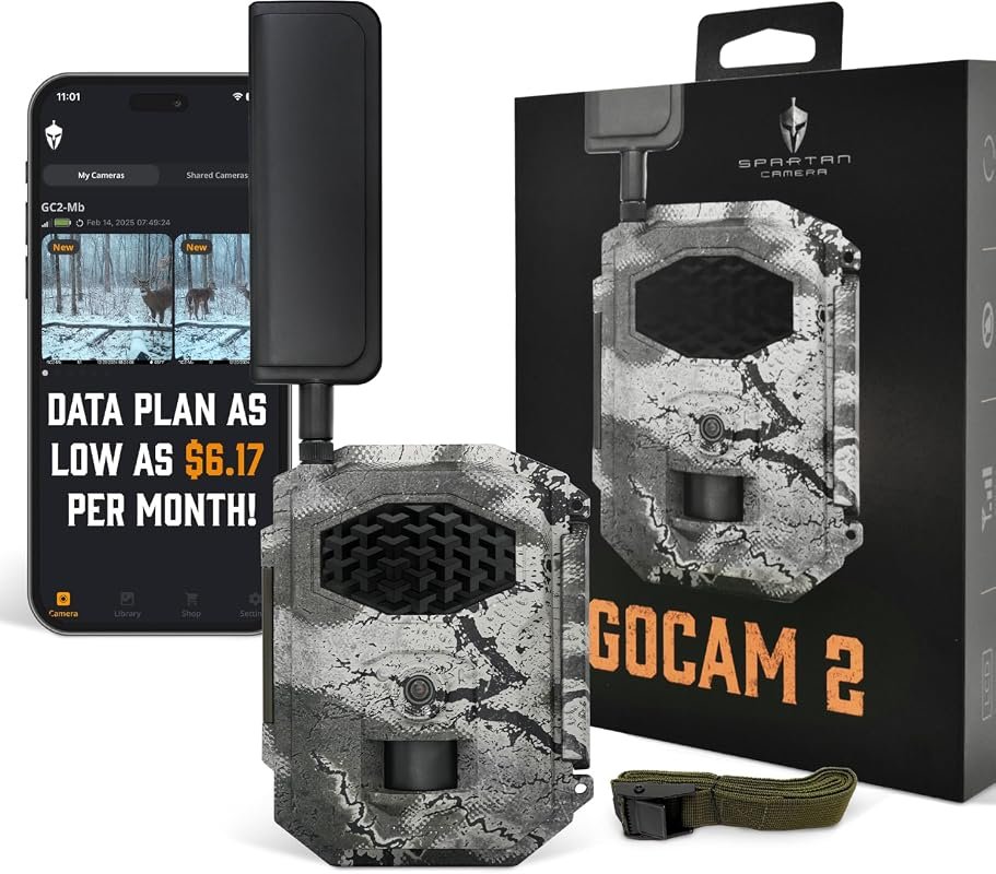 Spartan GoCam2 Trail Camera – Control, 4G LTE, 1080P Video, FHD Photos, No‑Glow Night Vision, IP65 Water‑Resistant