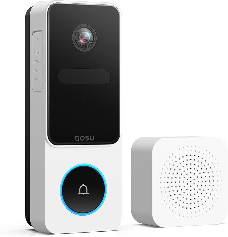aosu 2K Wireless Video Doorbell Camera – QHD 2K Resolution, 170° Wide 