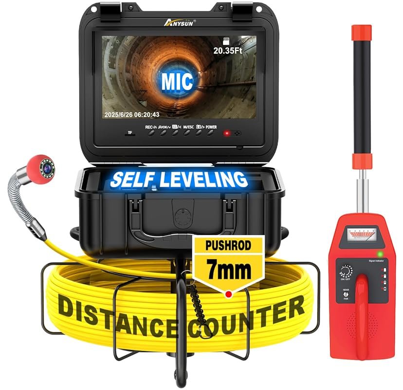 Anysun self-leveling sewer camera with locator, meter counter, 7mm cab
