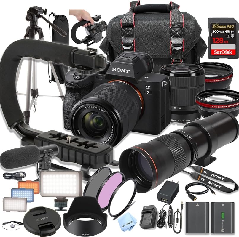 Sony A7 IV Pro Bundle with 28‑70mm and 420‑800mm Lenses, 128GB Card, M