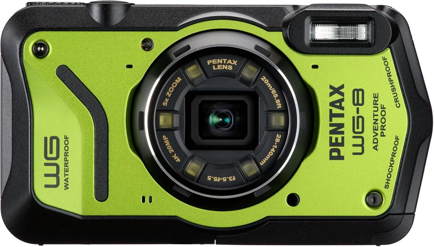 Pentax WG‑8 Green Adventure Camera – waterproof, dust‑proof, shock‑res