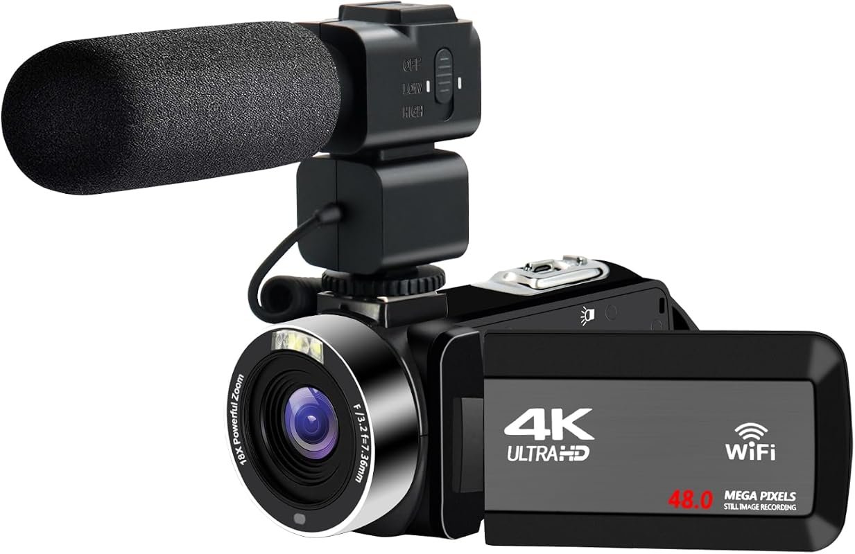 4K Camcorder with IR Night Vision, 3‑Inch Touchscreen