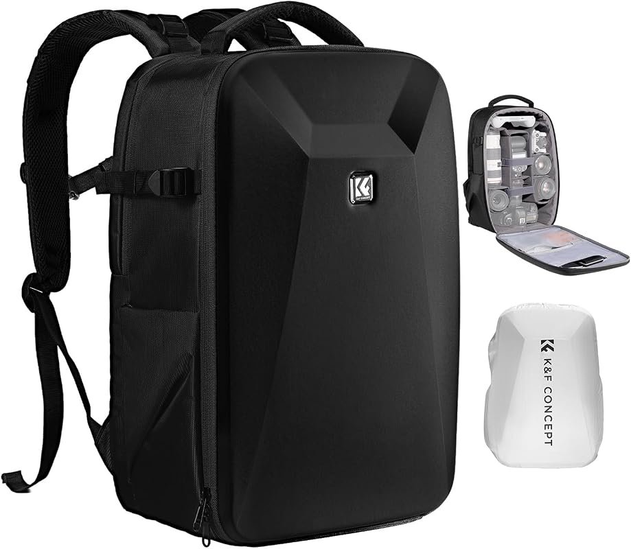 K&F CONCEPT Hardshell Camera Backpack for DSLR, Featuring Rigid Shell,