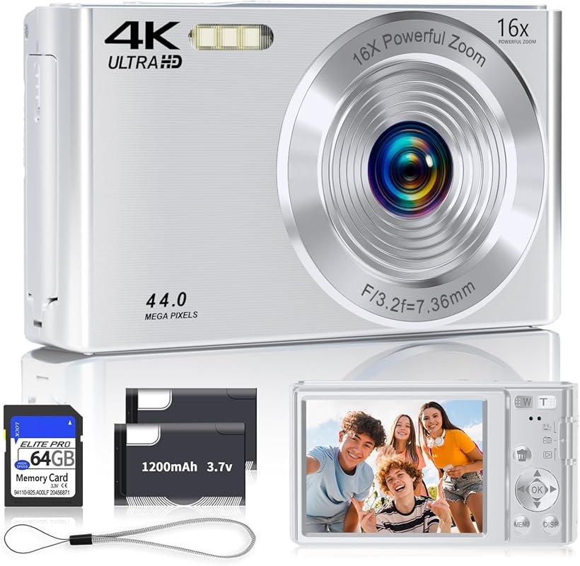 2026 4K Autofocus Digital Camera for Teens, Compact Design, 16× Zoom, 