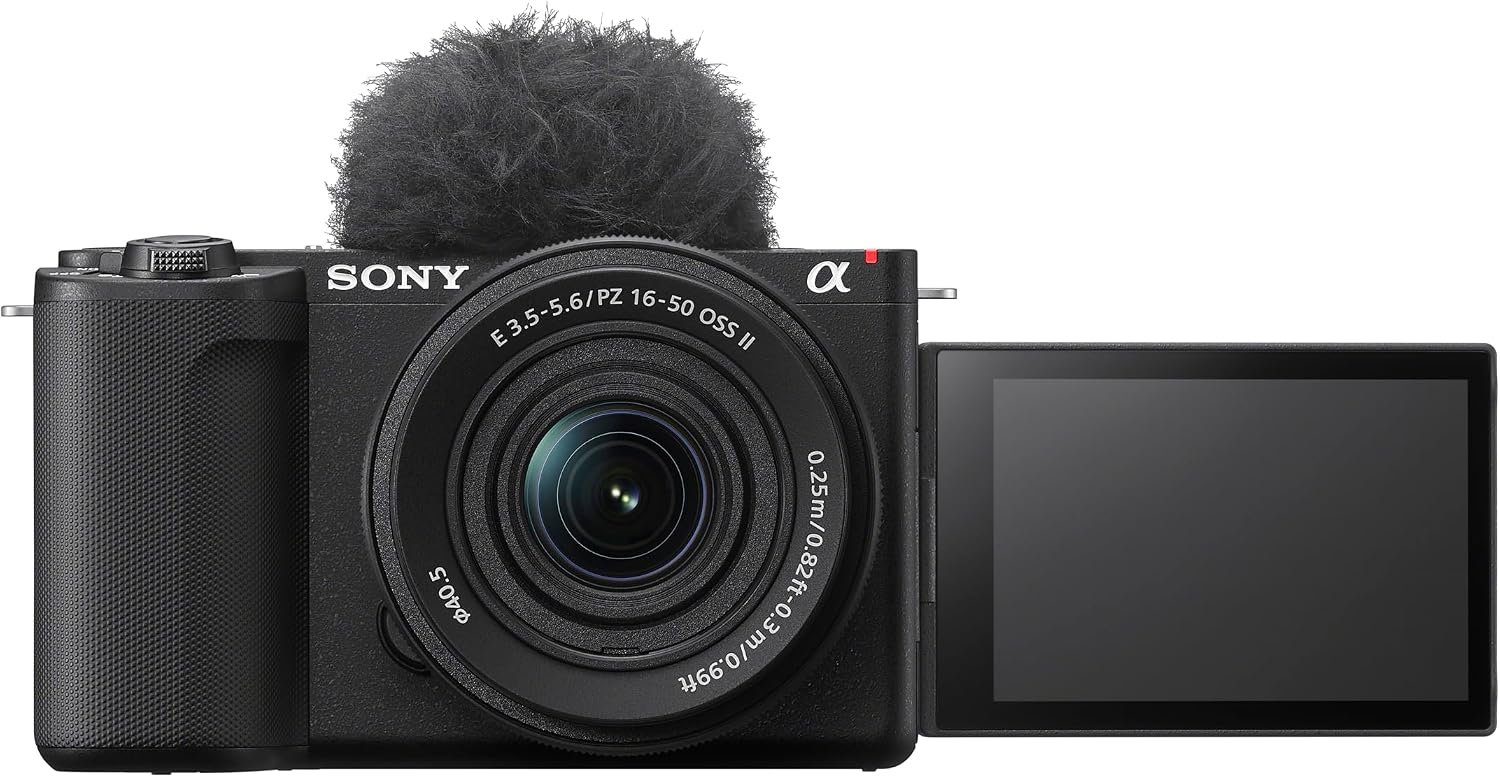 Sony ZV‑E10 II APS‑C Mirrorless Creator Camera in black, paired with v