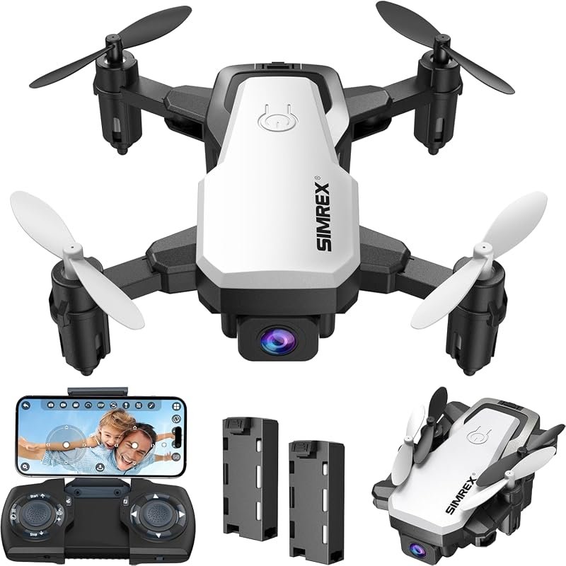 SIMREX Mini 720P Camera Drone for Kids and Beginners – 3D Flip, 2 Batt