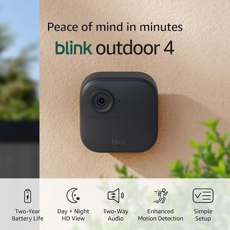 Blink Outdoor 4 Camera kit, two‑year battery, 1080p HD day/night, two‑