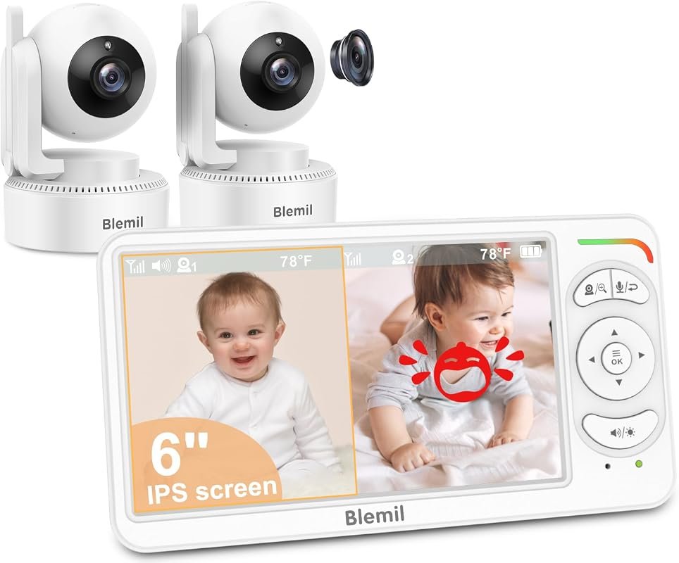 Blemel 6‑inch Split‑Screen Video Baby Monitor with Two Cameras, 4000 m