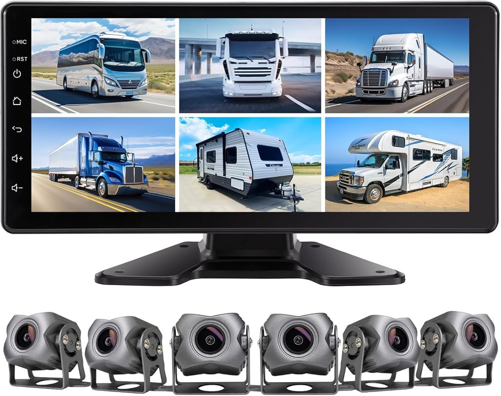 6‑Channel 1080P Backup Camera Dash Cam for trucks, RVs, trailers and b