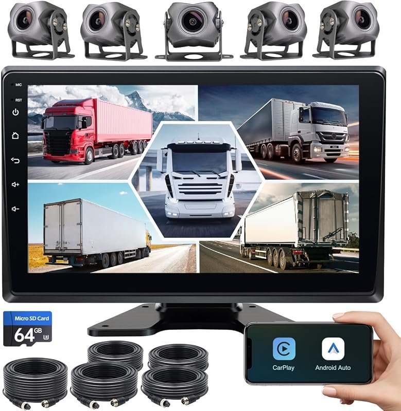 5‑Channel 1080P Backup Camera Dash Cam for trucks, RVs, trailers, buse