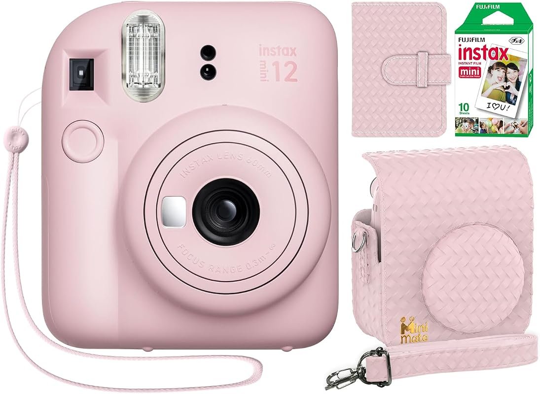 Fujifilm Instax Mini 12 Blossom Pink Camera with Minimate Custom Case,